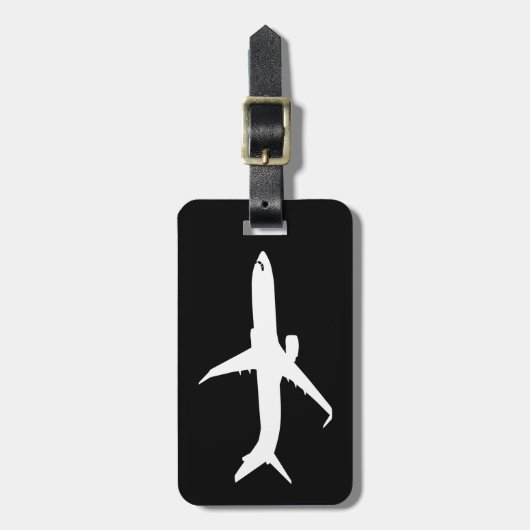 Vliegtuig JetLiner White Silhouette Flying Bagagelabel (Voorkant verticaal)