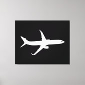 Vliegtuig JetLiner White Silhouette Flying Canvas Afdruk (Voorkant)