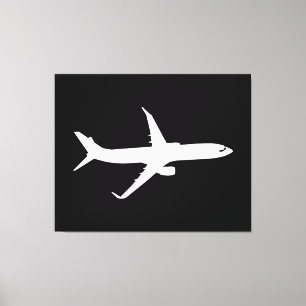 Vliegtuig JetLiner White Silhouette Flying Canvas Afdruk
