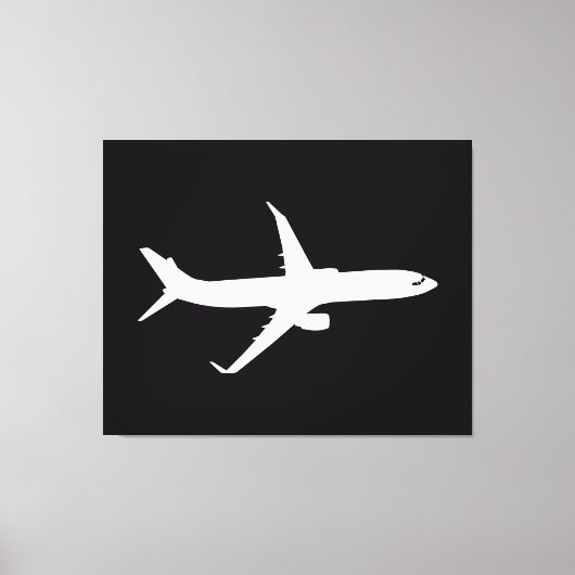 Vliegtuig JetLiner White Silhouette Flying Canvas Afdruk (Voorkant)
