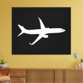 Vliegtuig JetLiner White Silhouette Flying Canvas Afdruk (Insitu (Woonkamer))