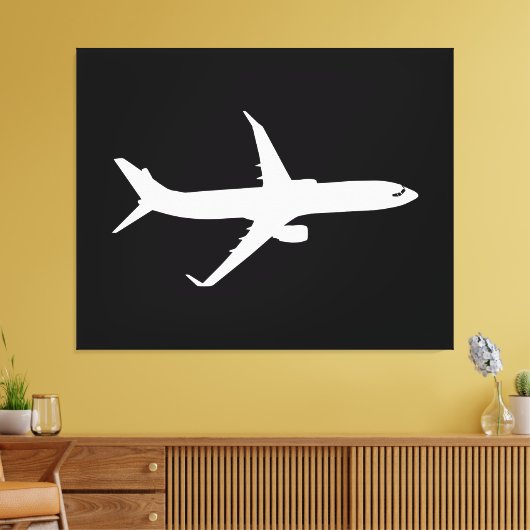 Vliegtuig JetLiner White Silhouette Flying Canvas Afdruk (Insitu (Woonkamer))