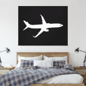 Vliegtuig JetLiner White Silhouette Flying Canvas Afdruk (Insitu (Slaapkamer))