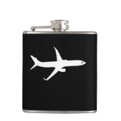 Vliegtuig JetLiner White Silhouette Flying Heupfles (Voorkant)