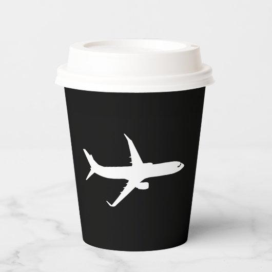Vliegtuig JetLiner White Silhouette Flying Papieren Bekers (Voorkant)
