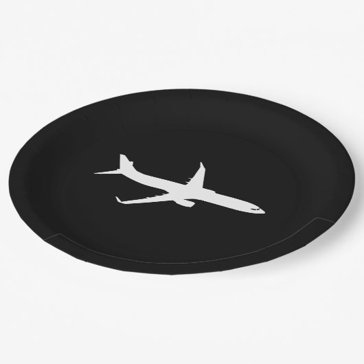 Vliegtuig JetLiner White Silhouette Flying Papieren Bordje (Gekanteld)
