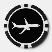Vliegtuig JetLiner White Silhouette Flying Poker Chips (Voorkant)