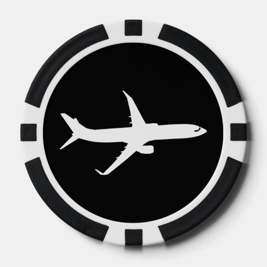 Vliegtuig JetLiner White Silhouette Flying Poker Chips (Voorkant)