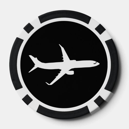 Vliegtuig JetLiner White Silhouette Flying Poker Chips (Achterkant)