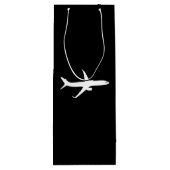 Vliegtuig JetLiner White Silhouette Flying Wijn Cadeautas (Achterkant)