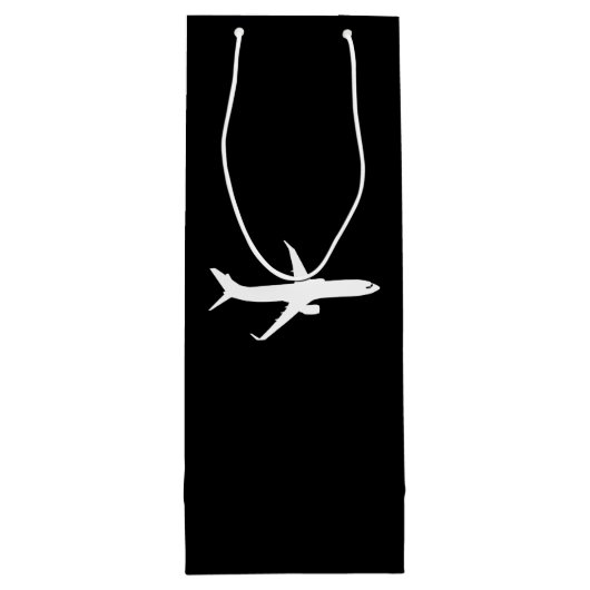 Vliegtuig JetLiner White Silhouette Flying Wijn Cadeautas (Achterkant)