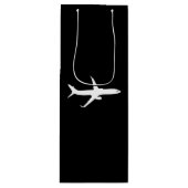 Vliegtuig JetLiner White Silhouette Flying Wijn Cadeautas (Voorkant)
