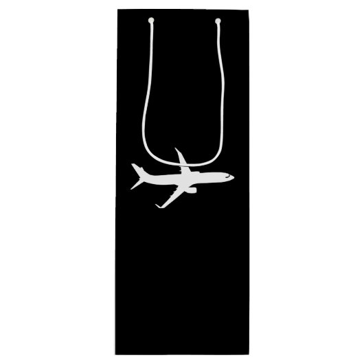 Vliegtuig JetLiner White Silhouette Flying Wijn Cadeautas (Voorkant)