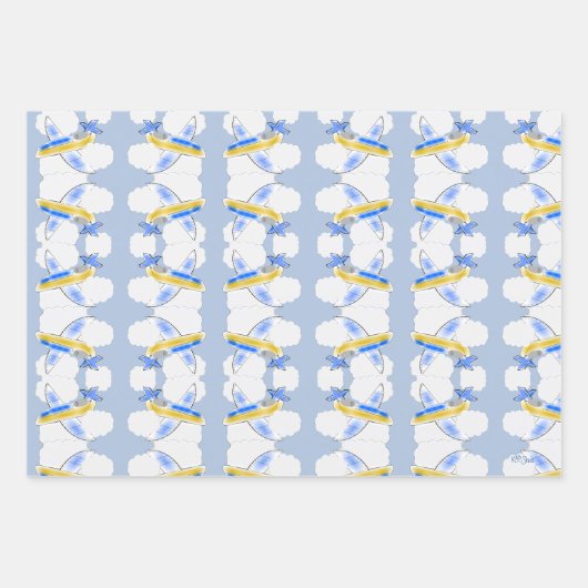 Vliegtuig Jetplane Animated Childrens Inpakpapier Vel (Voorkant 2)