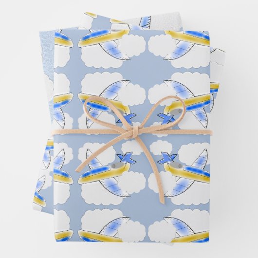 Vliegtuig Jetplane Animated Childrens Inpakpapier Vel (In situ)