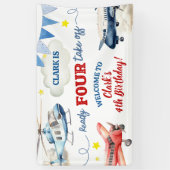 Vliegtuig Jongen 4e Verjaardag Grote Banner (Verticaal)