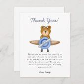 Vliegtuig Jongen Baby shower Bedankkaart (Voorkant / Achterkant)
