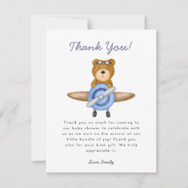 Vliegtuig Jongen Baby shower Bedankkaart