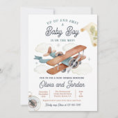  Vliegtuig Jongen Reizen Baby shower Kaart (Voorkant)