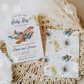  Vliegtuig Jongen Reizen Baby shower Kaart