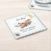  Vliegtuig Jongen Reizen Baby shower Kartonnen Onderzetters (Gebogen)