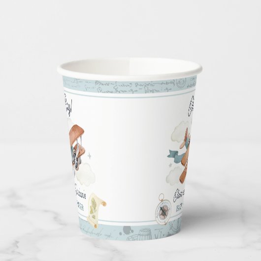 Vliegtuig Jongen Reizen Baby shower Papieren Bekers (Links)