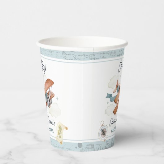  Vliegtuig Jongen Reizen Baby shower Papieren Bekers (Rechts)