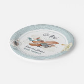  Vliegtuig Jongen Reizen Baby shower Papieren Bordje (Gekanteld)