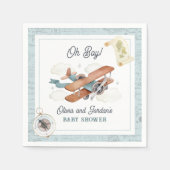  Vliegtuig Jongen Reizen Baby shower Servet (Voorkant)