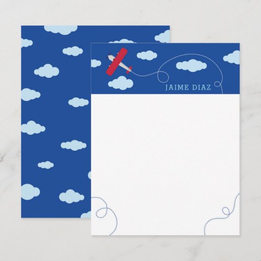 Vliegtuig Jongens Briefpapier Notitiekaartje (Voorkant / Achterkant)