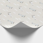 Vliegtuig Jongens Verjaardag Beige Cadeaupapier (Hoek)