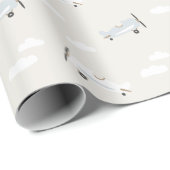 Vliegtuig Jongens Verjaardag Beige Cadeaupapier (Rol Hoek)