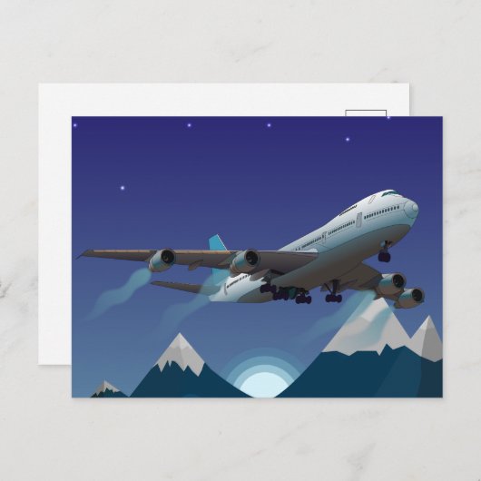 vliegtuig. Jumbojet. Feestdagenkaart (Voorkant / Achterkant)