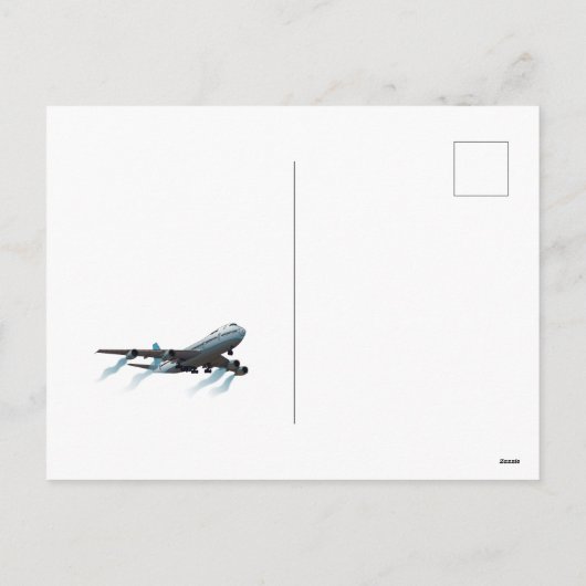 vliegtuig. Jumbojet. Feestdagenkaart (Achterkant)