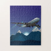 vliegtuig. Jumbojet. Legpuzzel (Verticaal)