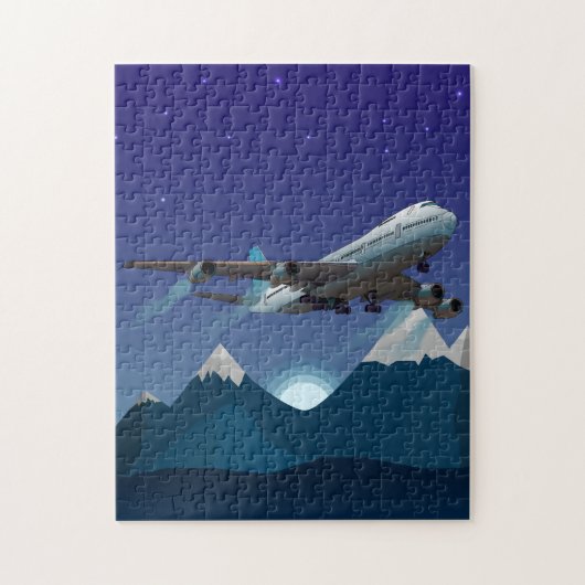 vliegtuig. Jumbojet. Legpuzzel (Verticaal)