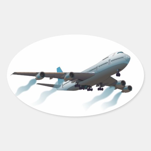 vliegtuig. Jumbojet. Ovale Sticker (Voorkant)