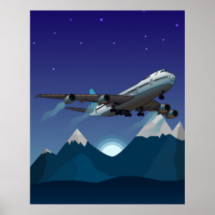 vliegtuig. Jumbojet. Poster