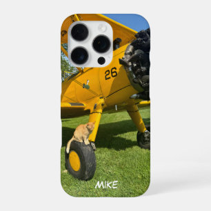 Vliegtuig & Kat Foto Luchtvaart Monogram Stijlvol iPhone 16 Pro Hoesje