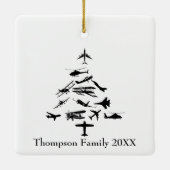 Vliegtuig Kerstboom Cool Vliegwezen Piloot Aangepa Keramisch Ornament (Achterkant)
