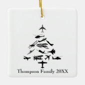 Vliegtuig Kerstboom Cool Vliegwezen Piloot Aangepa Keramisch Ornament (Voorkant)