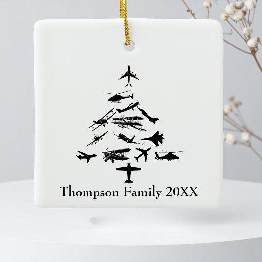 Vliegtuig Kerstboom Cool Vliegwezen Piloot Aangepa Keramisch Ornament