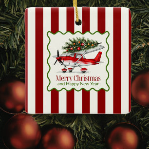 Vliegtuig Kerstboom & Foto Eenvoudige Luchtvaart Keramisch Ornament