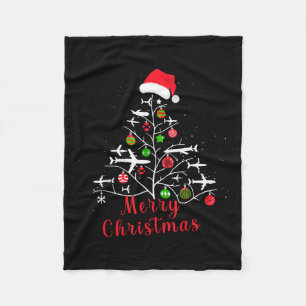 Vliegtuig Kerstboom Kerstmis Voor Mannen Vrouwen J Fleece Deken