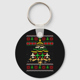 Vliegtuig Kerstboom Lelijke Kerstmis Sweater Decor Sleutelhanger