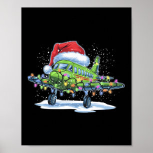 Vliegtuig Kerstboom Lights Merry Christmas XMA Poster