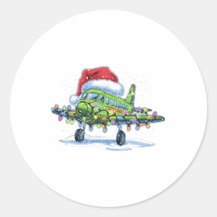 Vliegtuig Kerstboom Lights Merry Christmas XMA Ronde Sticker