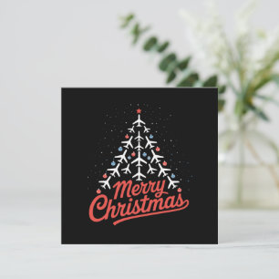 Vliegtuig Kerstboom Piloot Feestdagenkaart