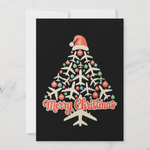 Vliegtuig Kerstboom Piloot Kerstmis Vakantie Famil Feestdagenkaart
