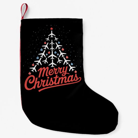 Vliegtuig Kerstboom Piloot Kleine Kerstsok (Voorkant)